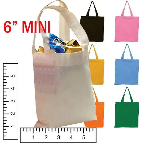 24 ct MINI Cotton 6" Tote Bags - Pack of 24