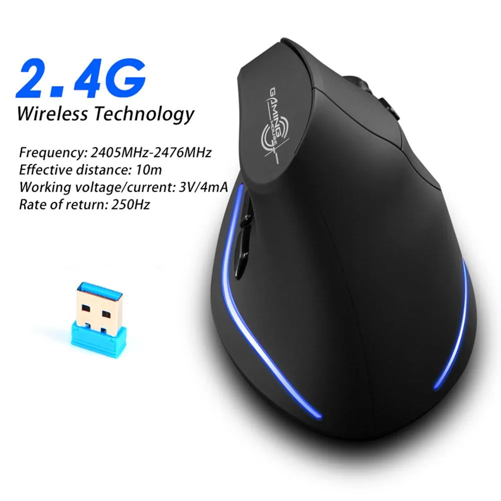 6 Buttons Wireless 2.4GHz Rechargeable Gaming Mouse