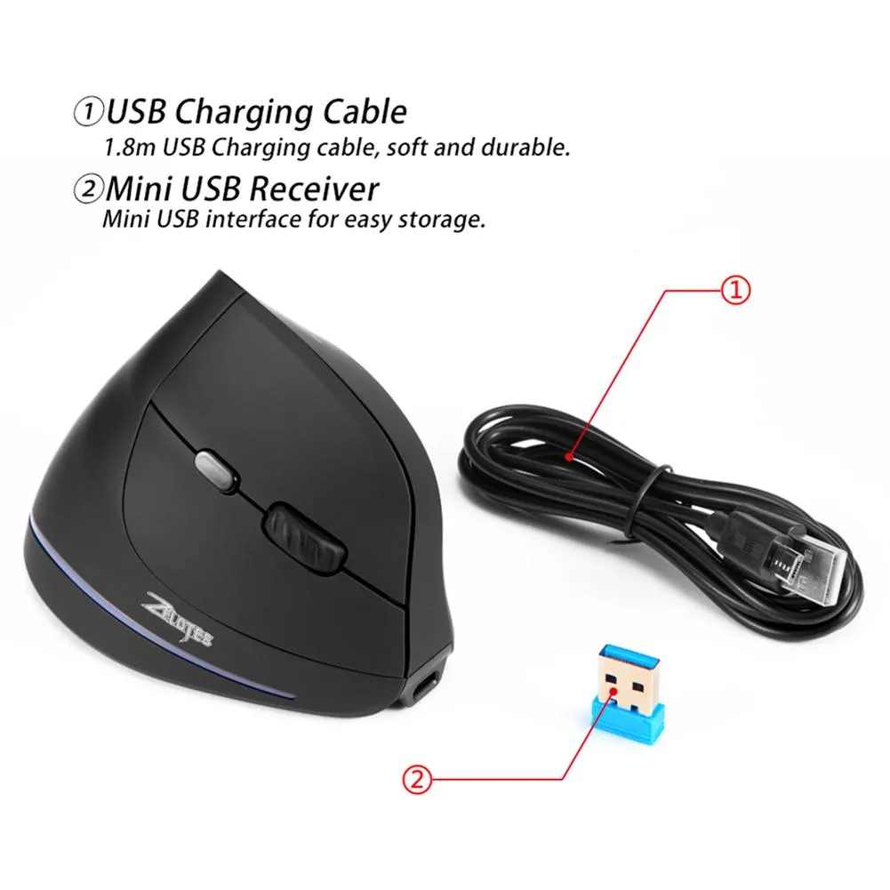 6 Buttons Wireless 2.4GHz Rechargeable Gaming Mouse