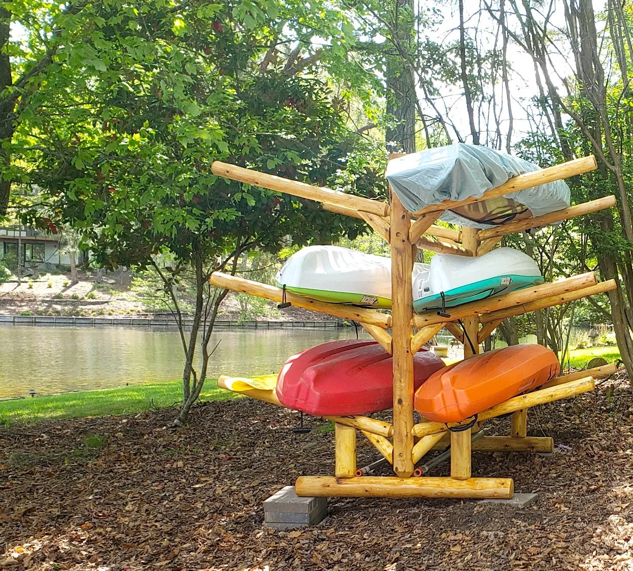 6 Kayak, Canoe, and SUP Storage Rack | Freestanding Log Rack