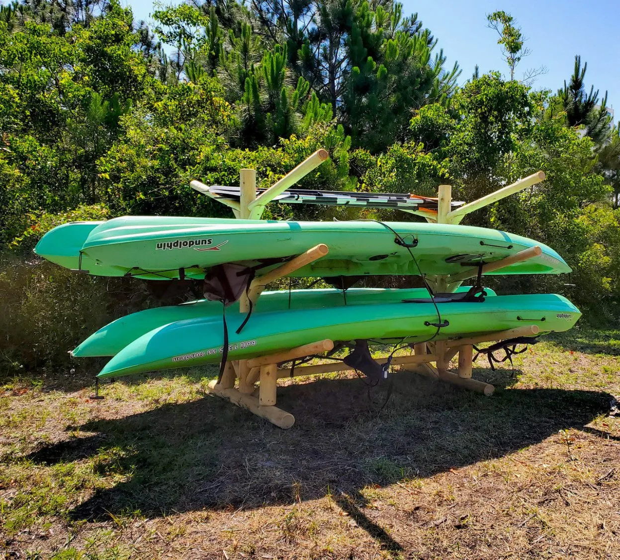 6 Kayak, Canoe, and SUP Storage Rack | Freestanding Log Rack