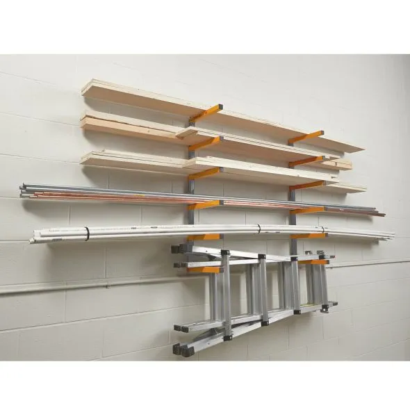 6-Level Lumber Storage Rack – Orange and Gray