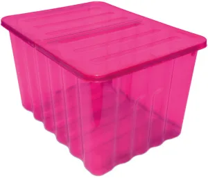 75L Storage Box Pink Tint With Folding Lid