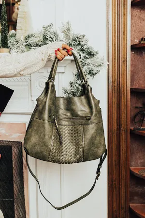 Ahead Of Times Faux Leather Tote In Olive