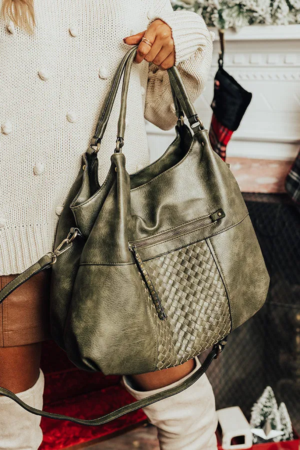 Ahead Of Times Faux Leather Tote In Olive