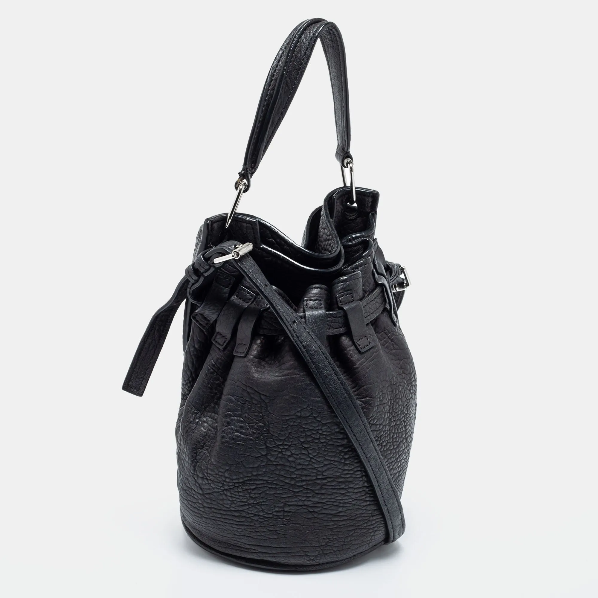 Alexander Wang Black Textured Leather Diego Bucket Bag