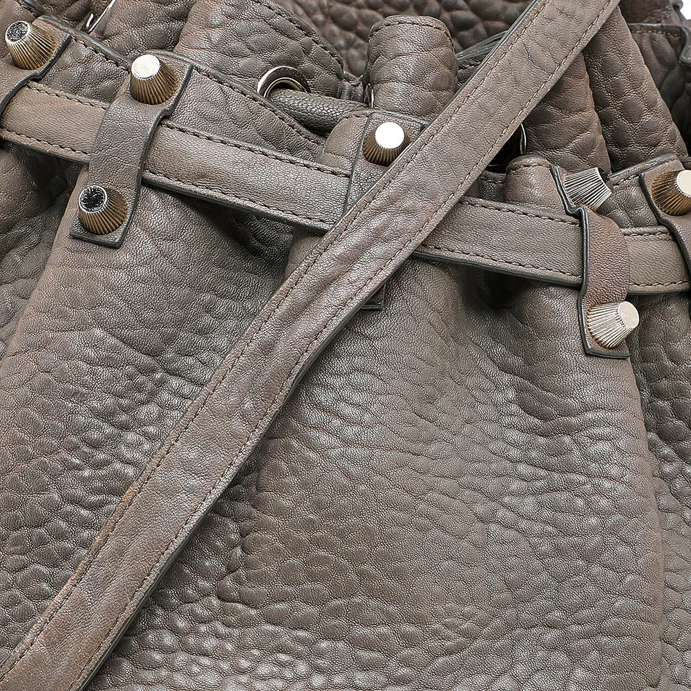 Alexander Wang Grey Textured Leather Diego Bucket Bag