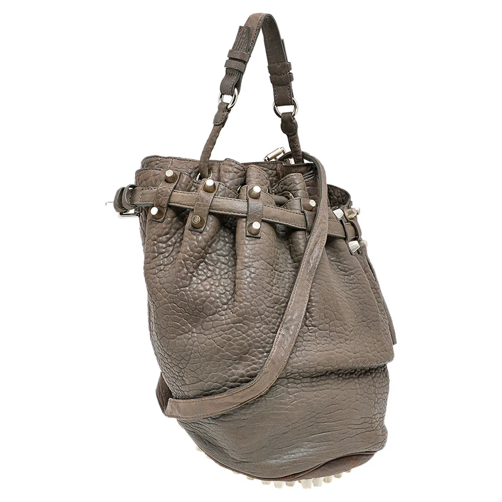 Alexander Wang Grey Textured Leather Diego Bucket Bag