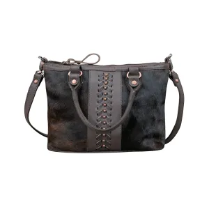 American West Womens Cow Town CC Brindle Hair-On Leather Handbag Bag