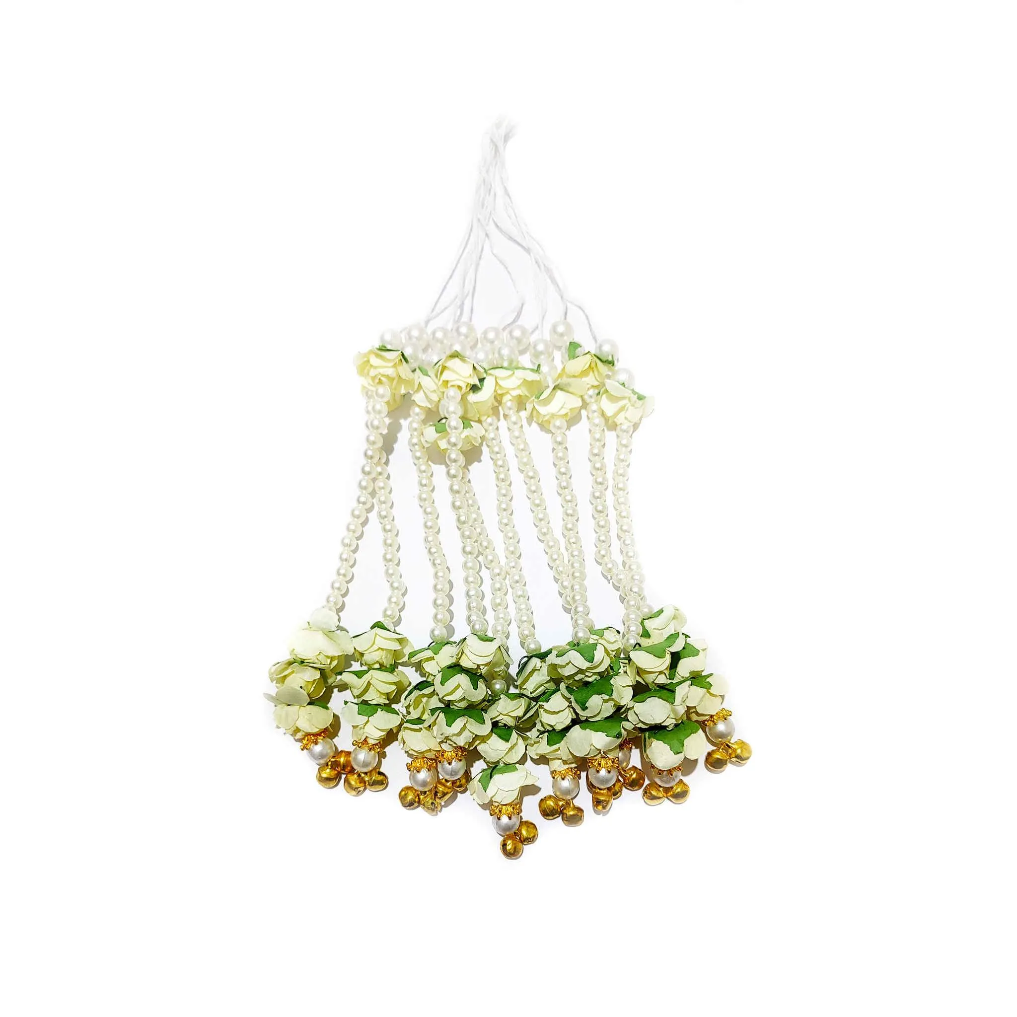 Artisan Tassels with Mini Paper Flowers, Pearls & Ghungroo by Indian Petals - 11885