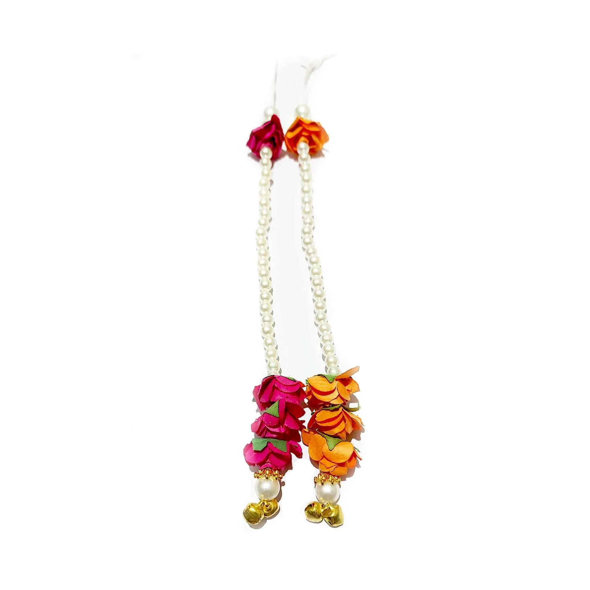 Artisan Tassels with Mini Paper Flowers, Pearls & Ghungroo by Indian Petals - 11885