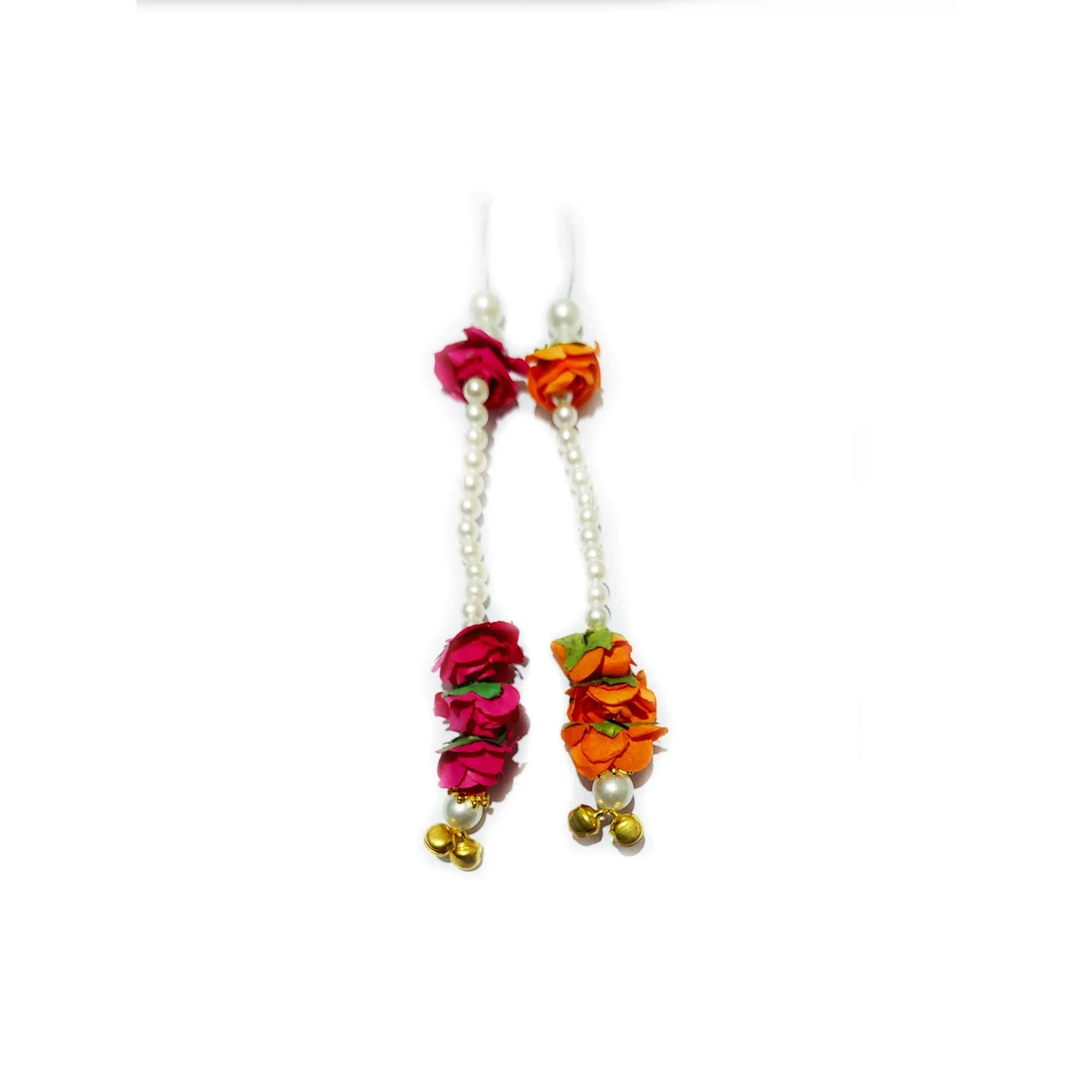 Artisan Tassels with Mini Paper Flowers, Pearls & Ghungroo by Indian Petals - 11885