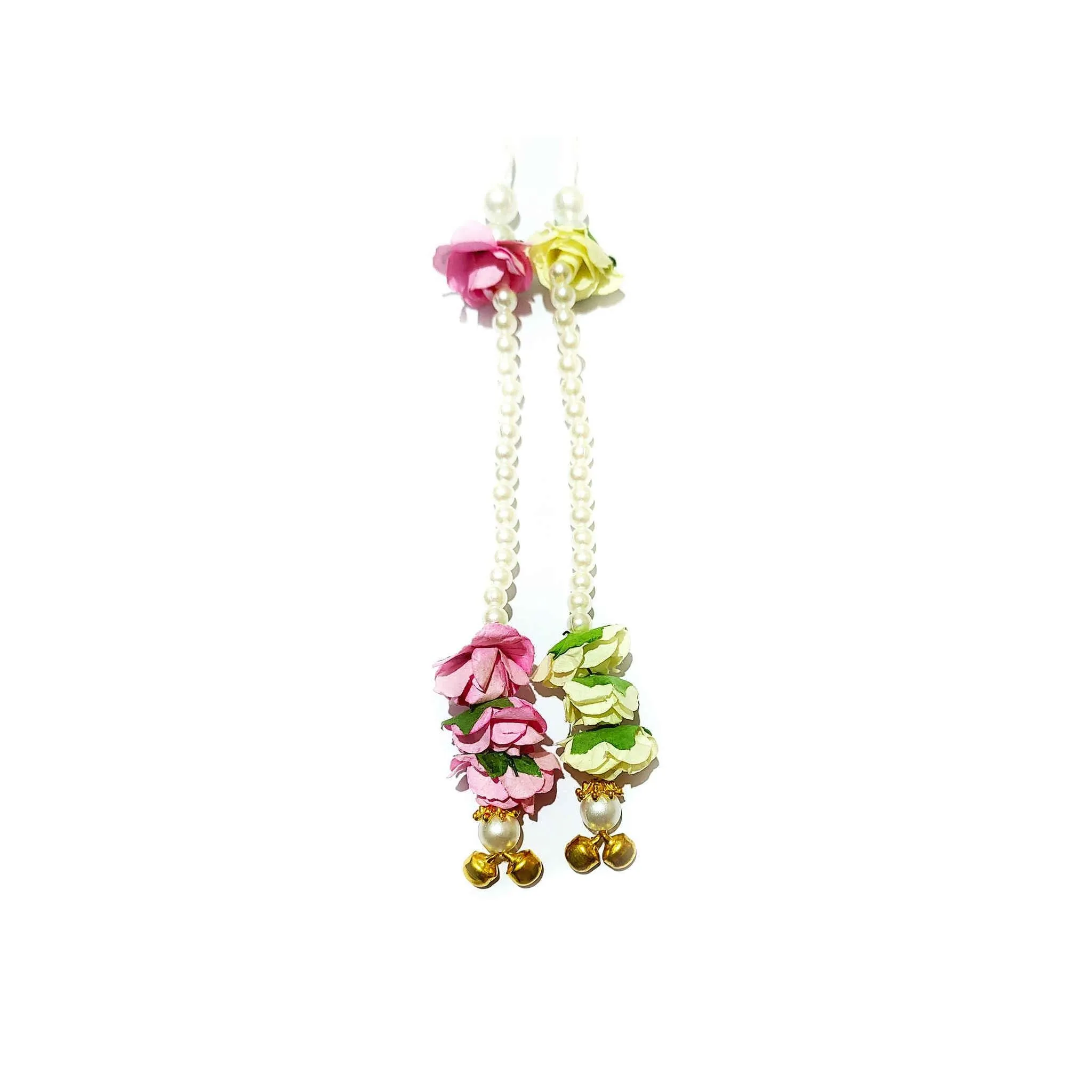 Artisan Tassels with Mini Paper Flowers, Pearls & Ghungroo by Indian Petals - 11885