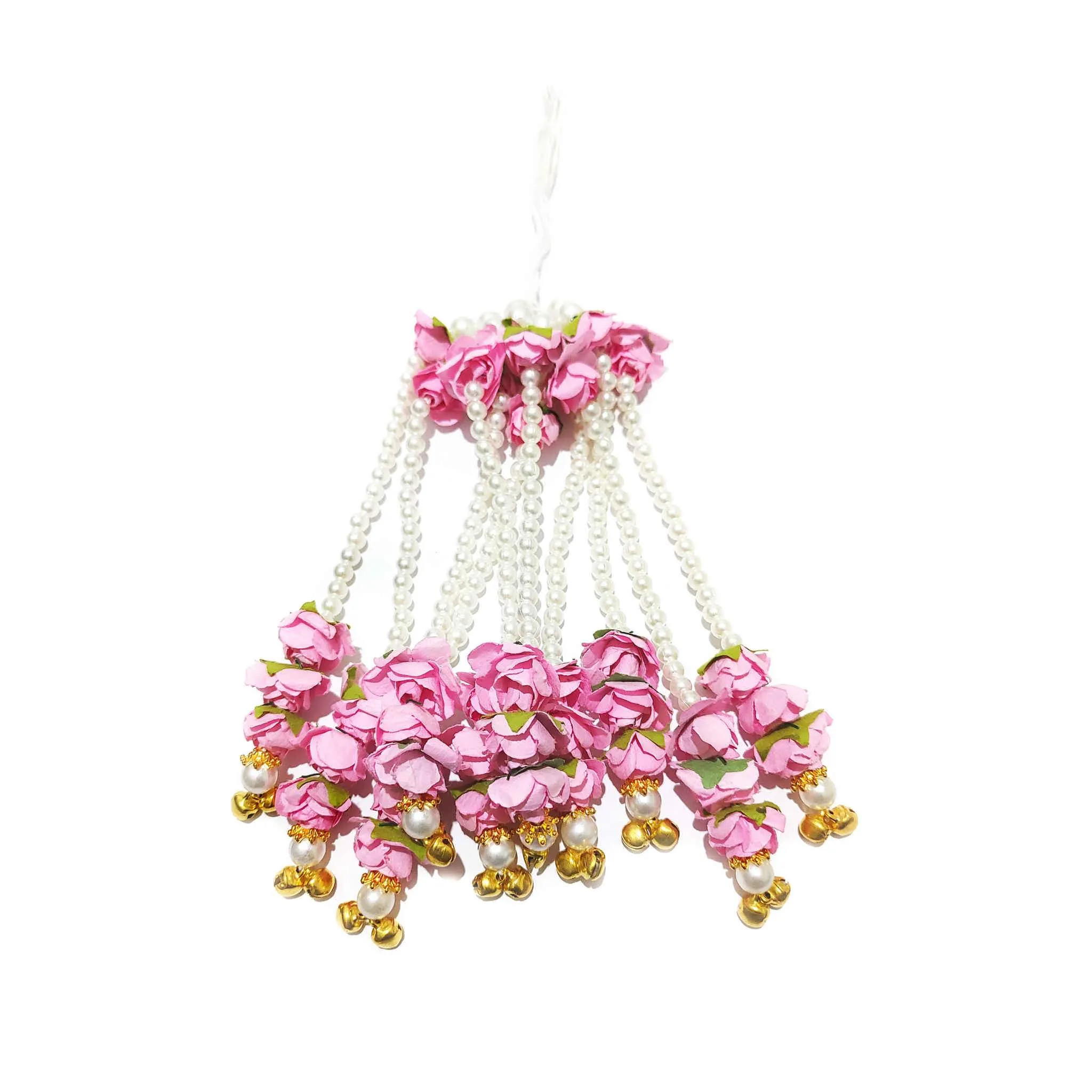 Artisan Tassels with Mini Paper Flowers, Pearls & Ghungroo by Indian Petals - 11885