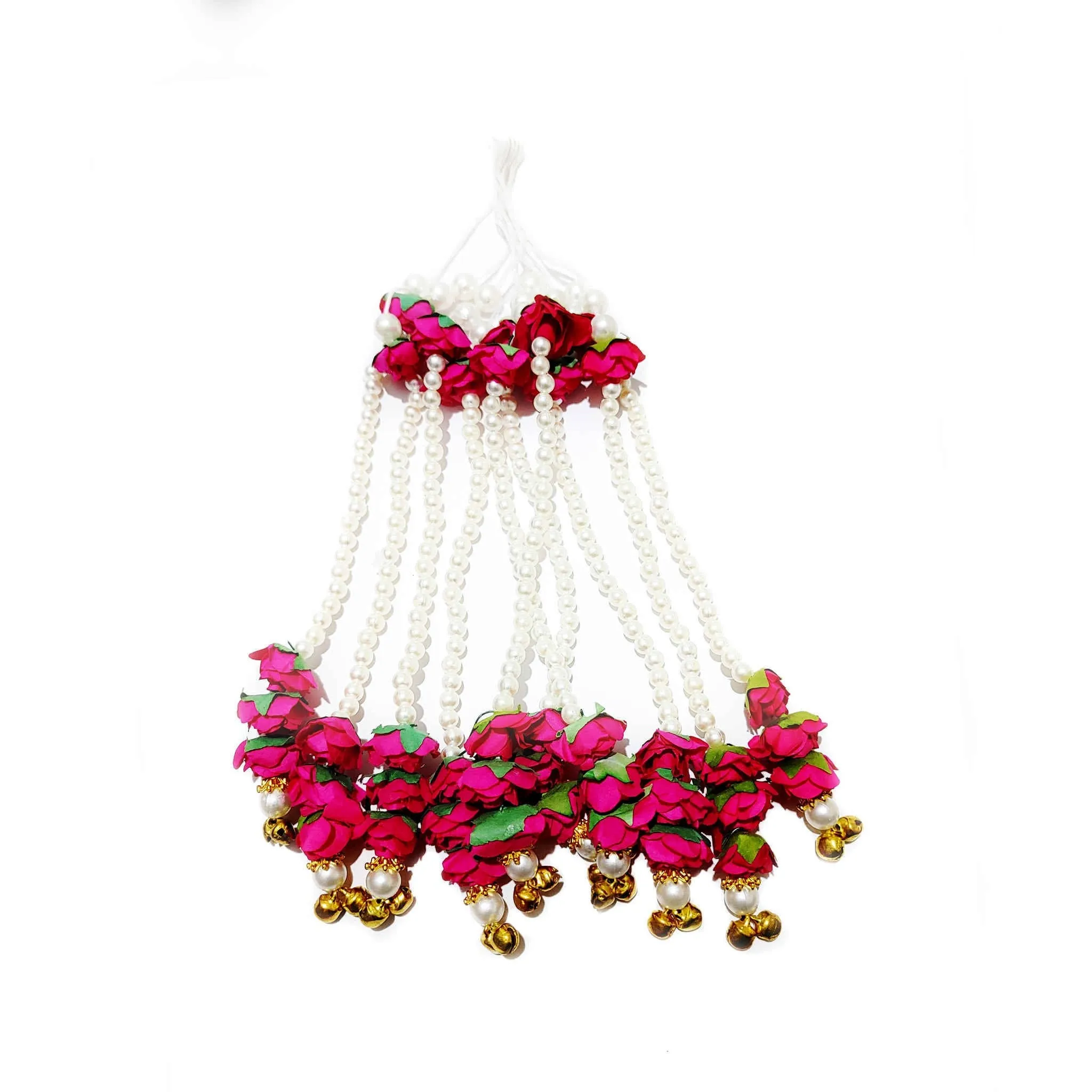 Artisan Tassels with Mini Paper Flowers, Pearls & Ghungroo by Indian Petals - 11885