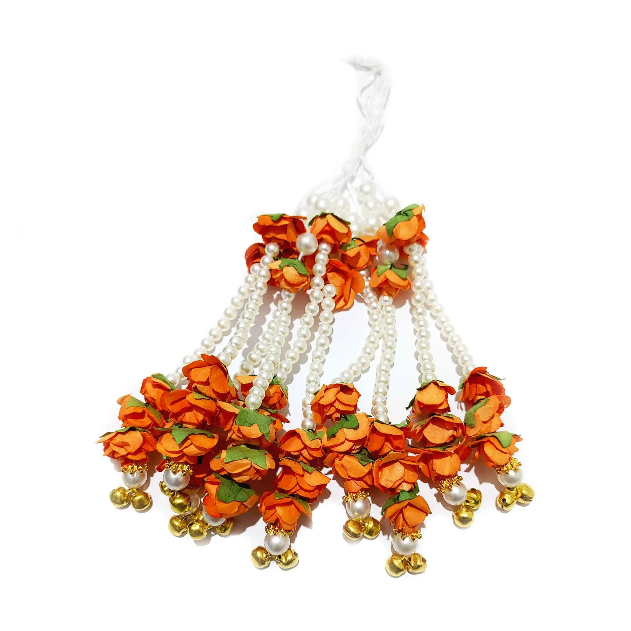 Artisan Tassels with Mini Paper Flowers, Pearls & Ghungroo by Indian Petals - 11885