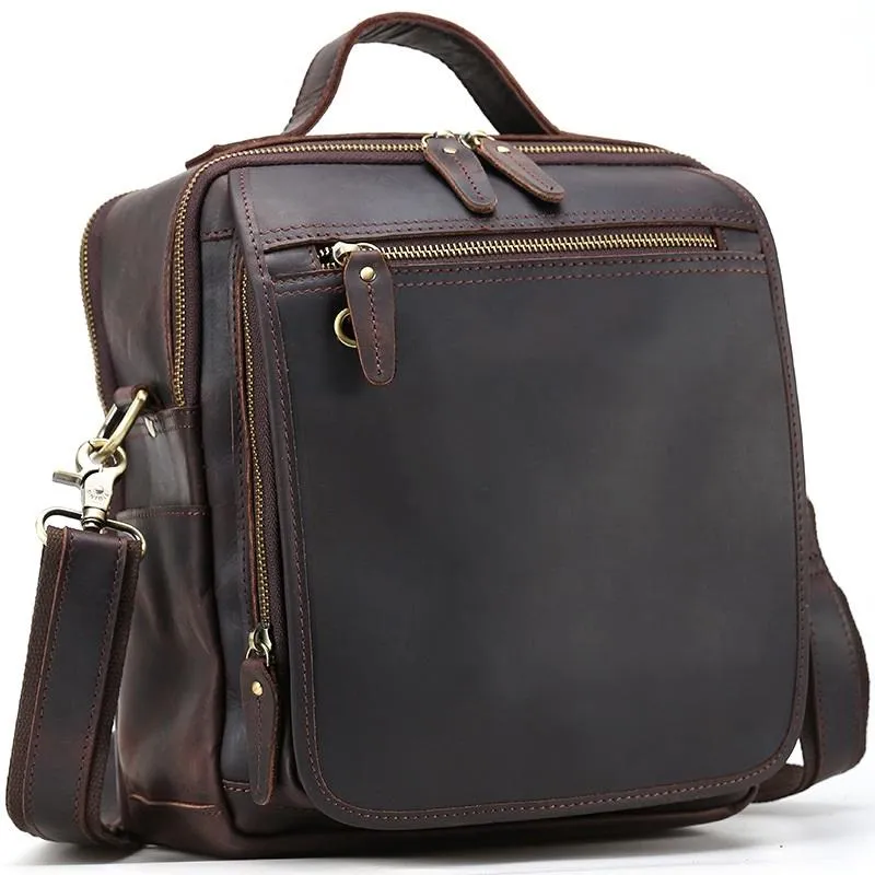 Black Coffee Fashion Leather Mens Vintage Small Handbag Messenger Bags Side Bag For Men