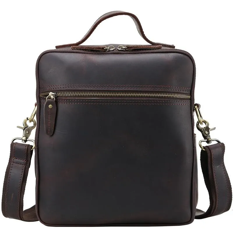 Black Coffee Fashion Leather Mens Vintage Small Handbag Messenger Bags Side Bag For Men