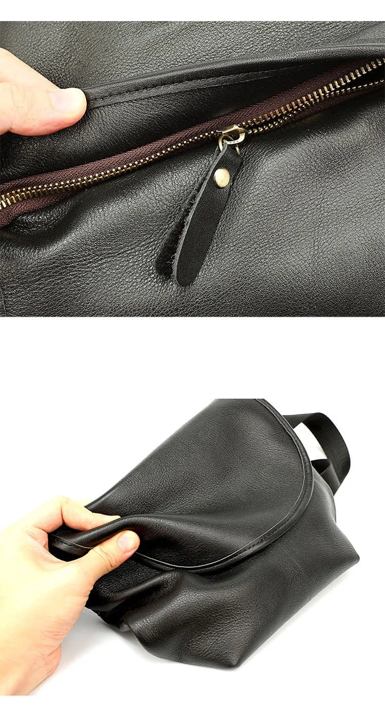 Black Cool Leather Mens Small Postman Bag Messenger Bag Black Courier Bag For Men