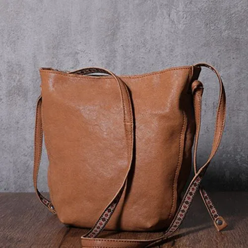 Black Leather Womens Bucket Bag Small Shoulder Bucket Bag Brown Shoulder Purse for Ladies