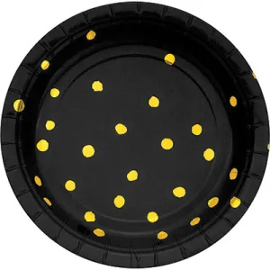 Black Velvet Foil Stamp Dessert Plates- 7 inch/8 Count