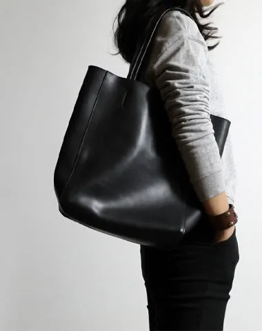 Black Womens Leather Vertical Tote Purse Womens Tote Shopper Shoulder Bag for Ladies