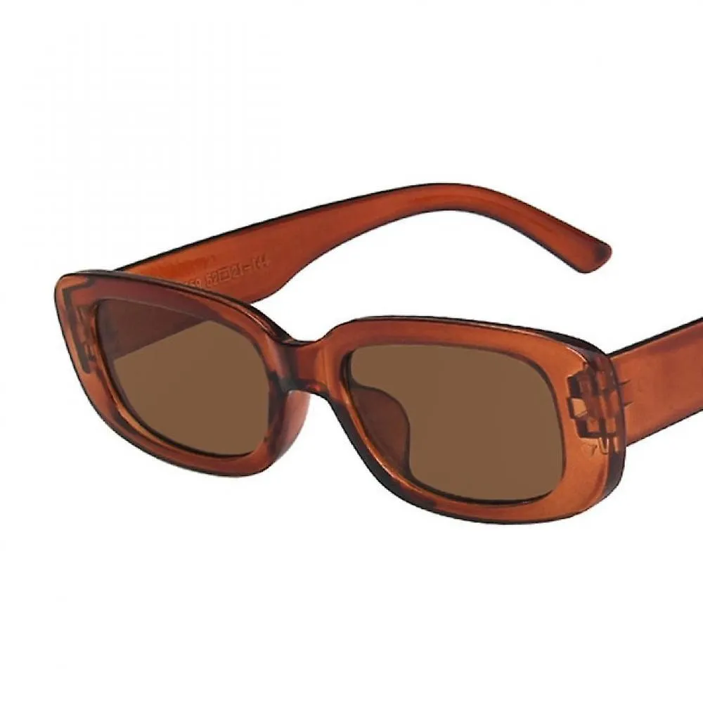 Brown Rectangle Sunglasses Women Vintage Brand