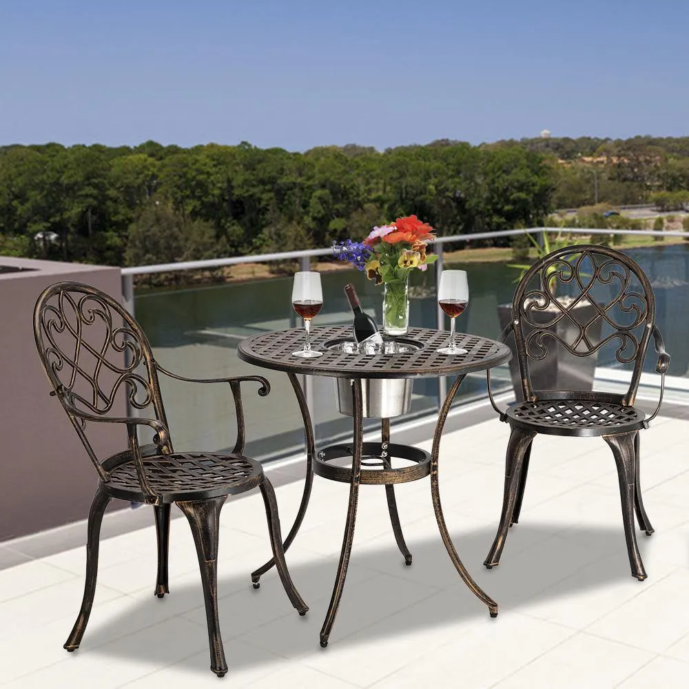 Cast Aluminum Outdoor 3 Piece Patio Bistro Set