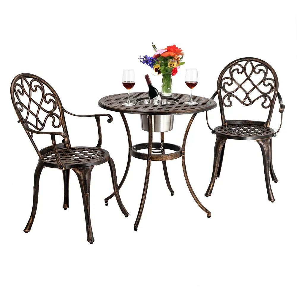 Cast Aluminum Outdoor 3 Piece Patio Bistro Set