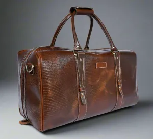 Celtic Brown Color Pure Leather Duffel Bag for Travelling | Handmade Weekender Bag, Art: BG-1713