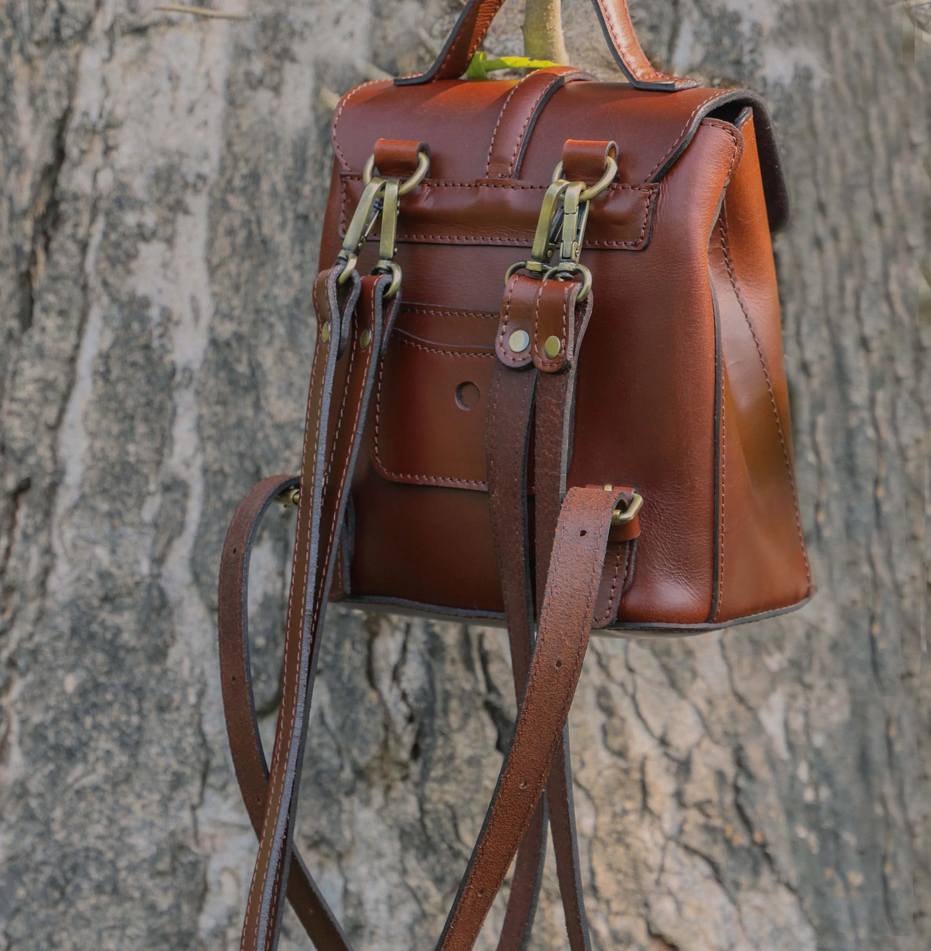 Chic Brown Small Backpack: Elevate Your On-the-Go Style with Fashion and Functionality.  Art: BG-1579