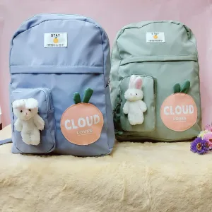 Cloud Love Printed With Mini  Bunny Fancy Backpack.