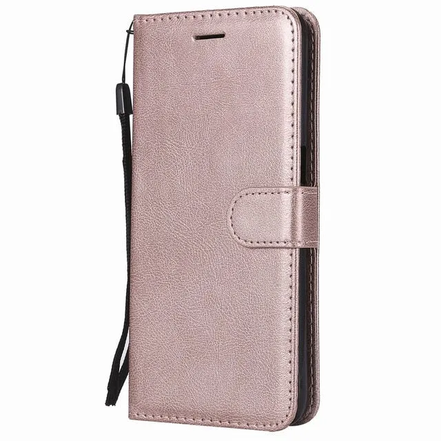 Coque Card Slot Leather Covers For OPPO A73 F5 F7 F9 R17 Solid Color Lovely Cases Shiny Book Capa Classic Mobile Phone Bags D06Z