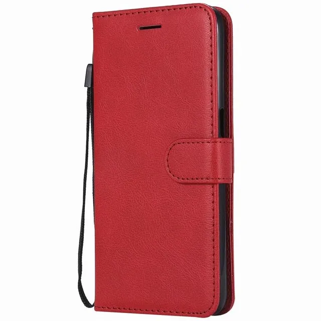 Coque Card Slot Leather Covers For OPPO A73 F5 F7 F9 R17 Solid Color Lovely Cases Shiny Book Capa Classic Mobile Phone Bags D06Z