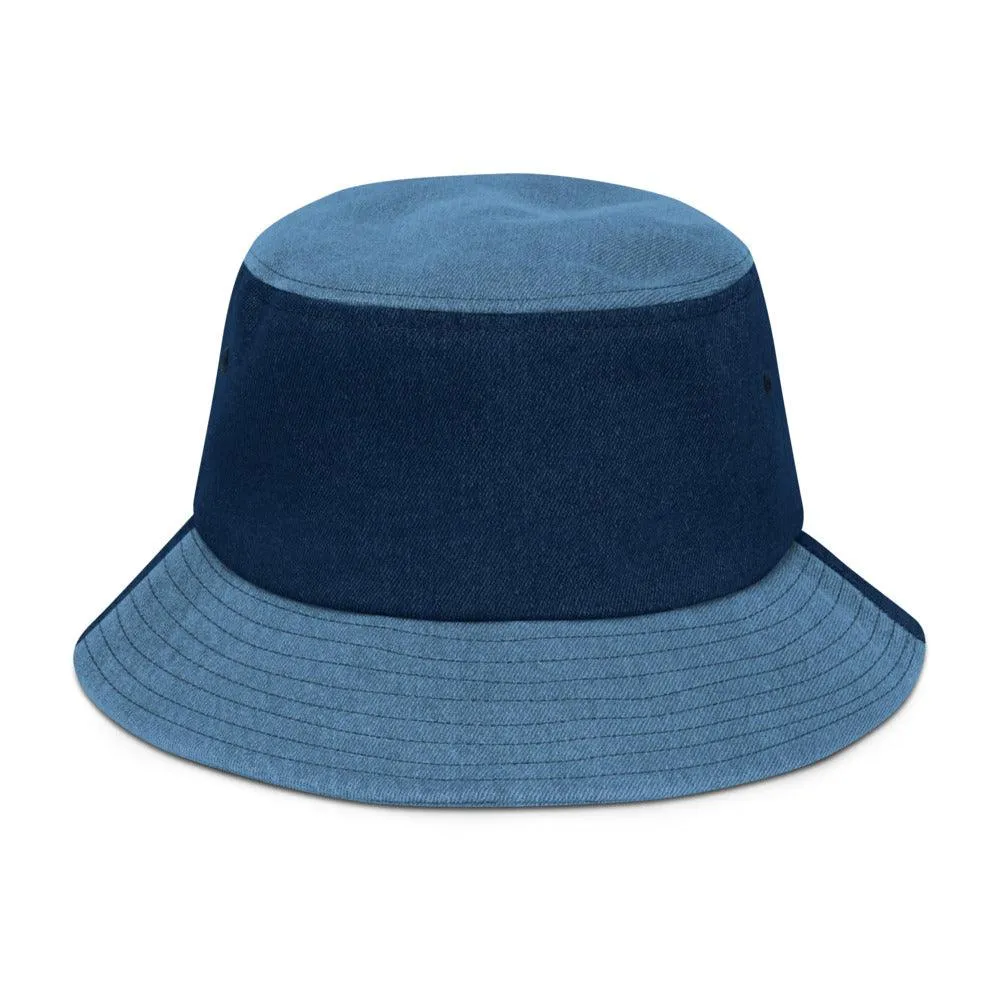 Crested Denim bucket hat