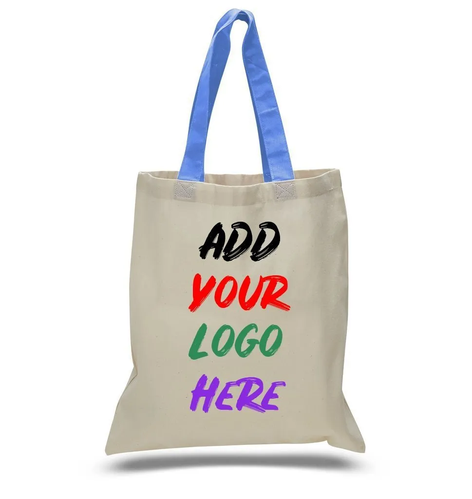 CUSTOM TOTE BAG WITH COLOR HANDLES 100% COTTON