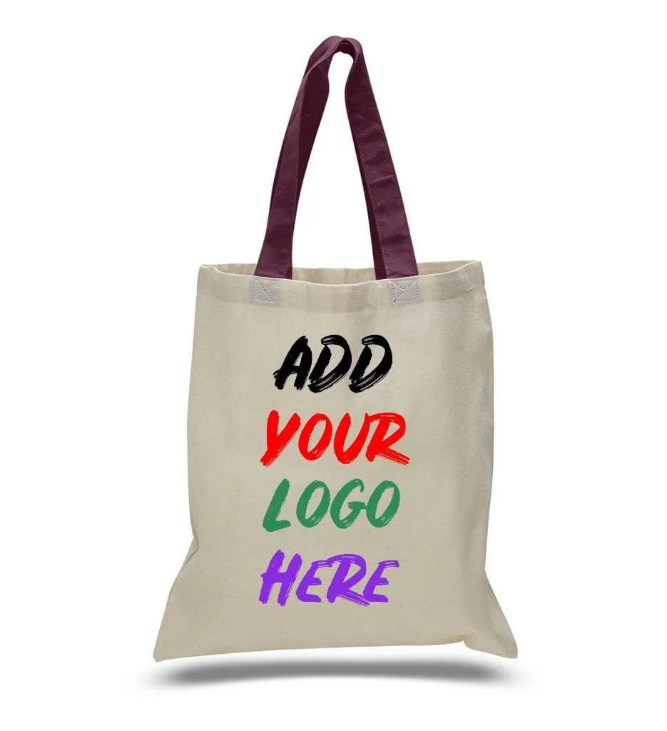 CUSTOM TOTE BAG WITH COLOR HANDLES 100% COTTON