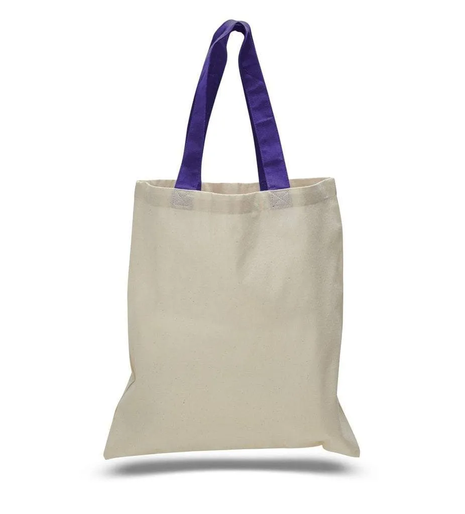 CUSTOM TOTE BAG WITH COLOR HANDLES 100% COTTON