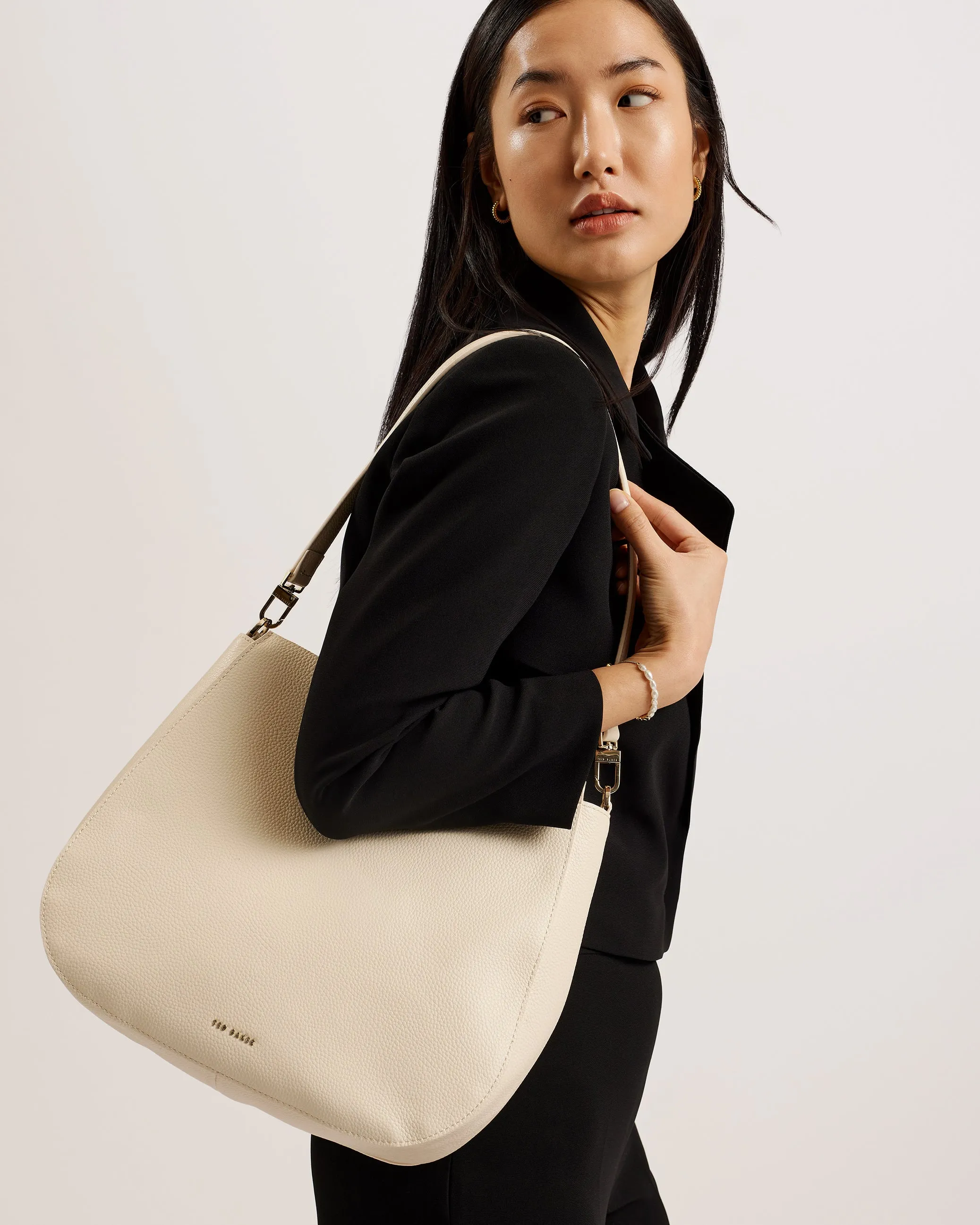 Darciel Large Branded Webbing Shoulder Bag Ivory