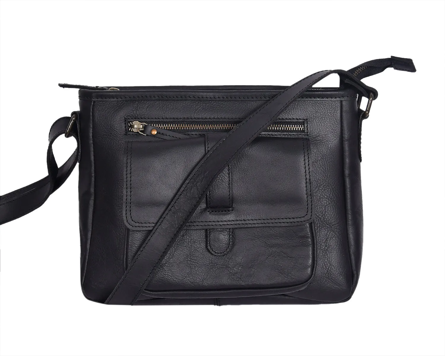 Elegance Redefined: Black Leather Sling Bag - Your Perfect Fashion Companion. Art: BG-1456