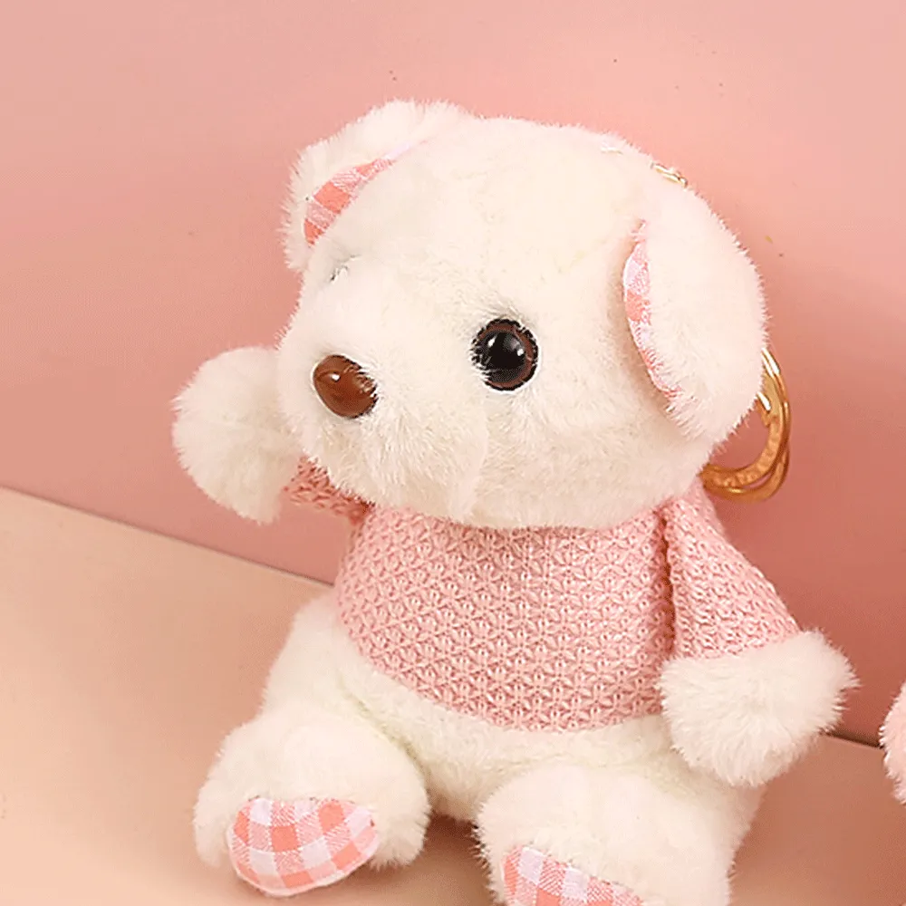 Elegantly Design Teddy Bear Plush Keychain.