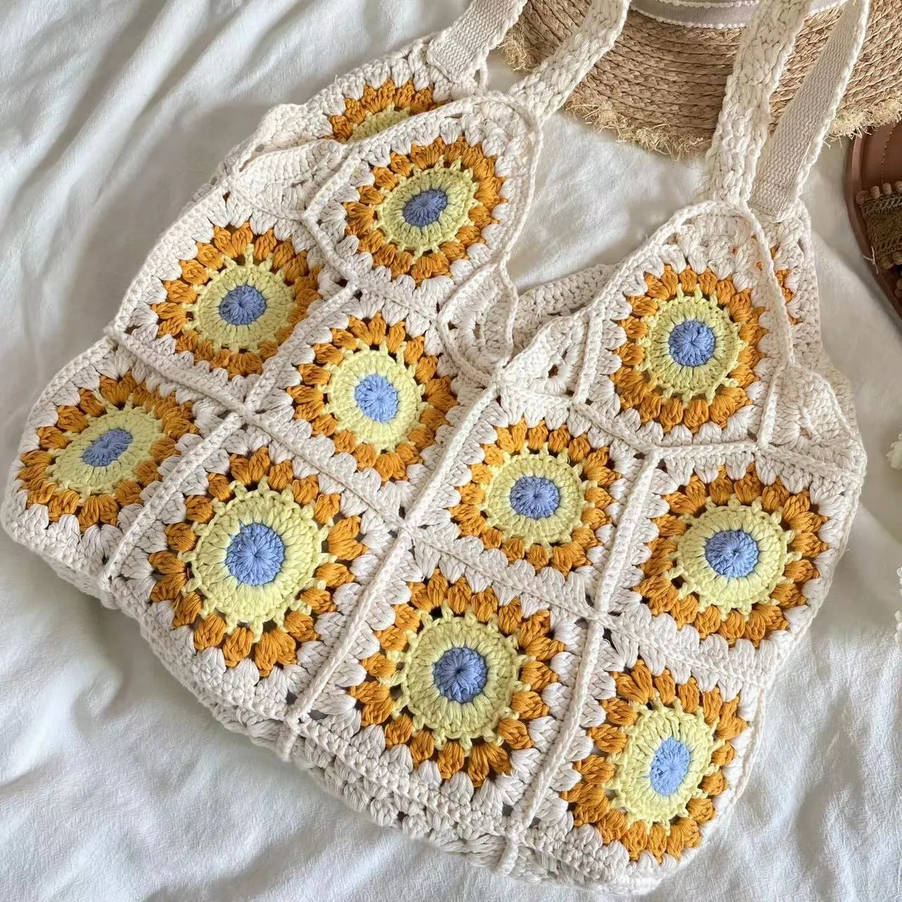 Elena Handbags Artsy Knitted Granny Square Tote