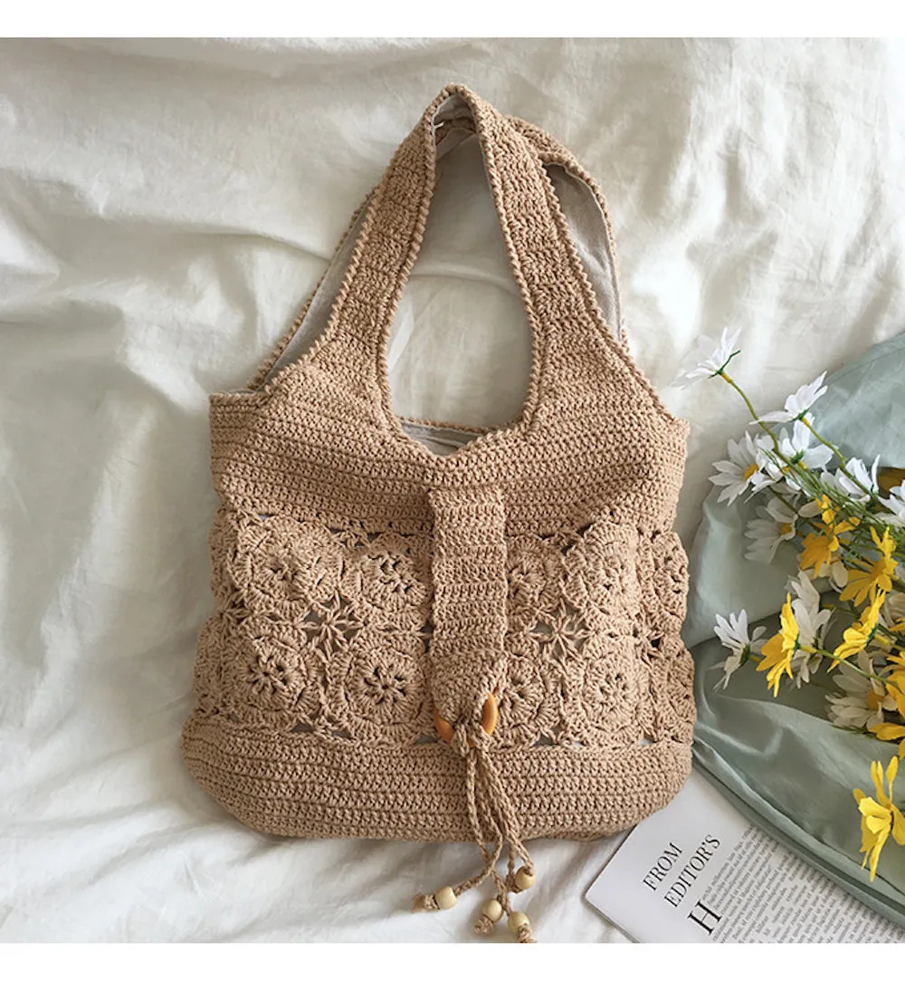 Elena Handbags Floral Cotton Knitted Shoulder Bag