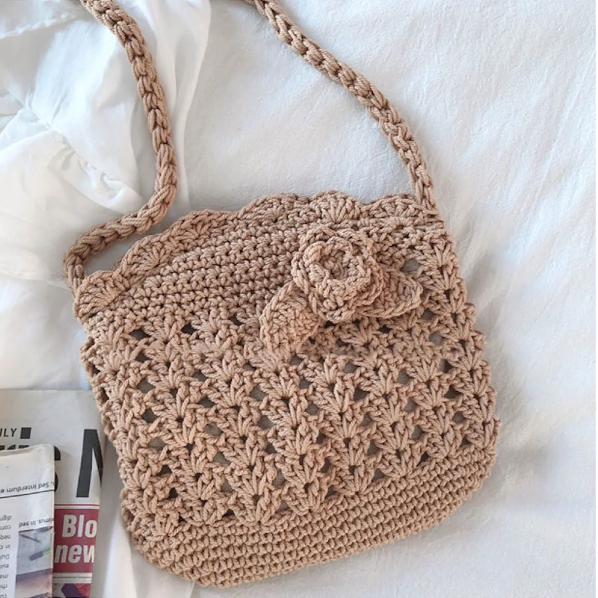 Elena Handbags Floral Crochet Mini Purse