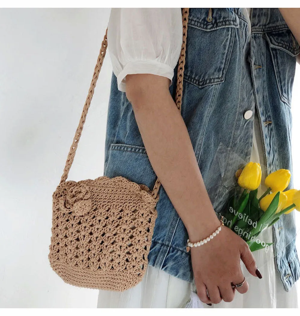 Elena Handbags Floral Crochet Mini Purse