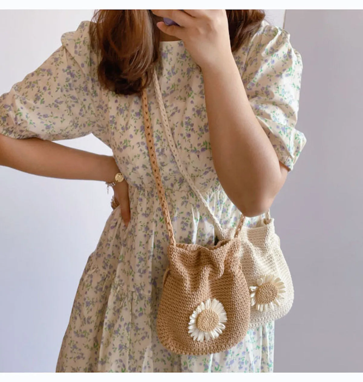 Elena Handbags Handmade Crochet Flower Purse