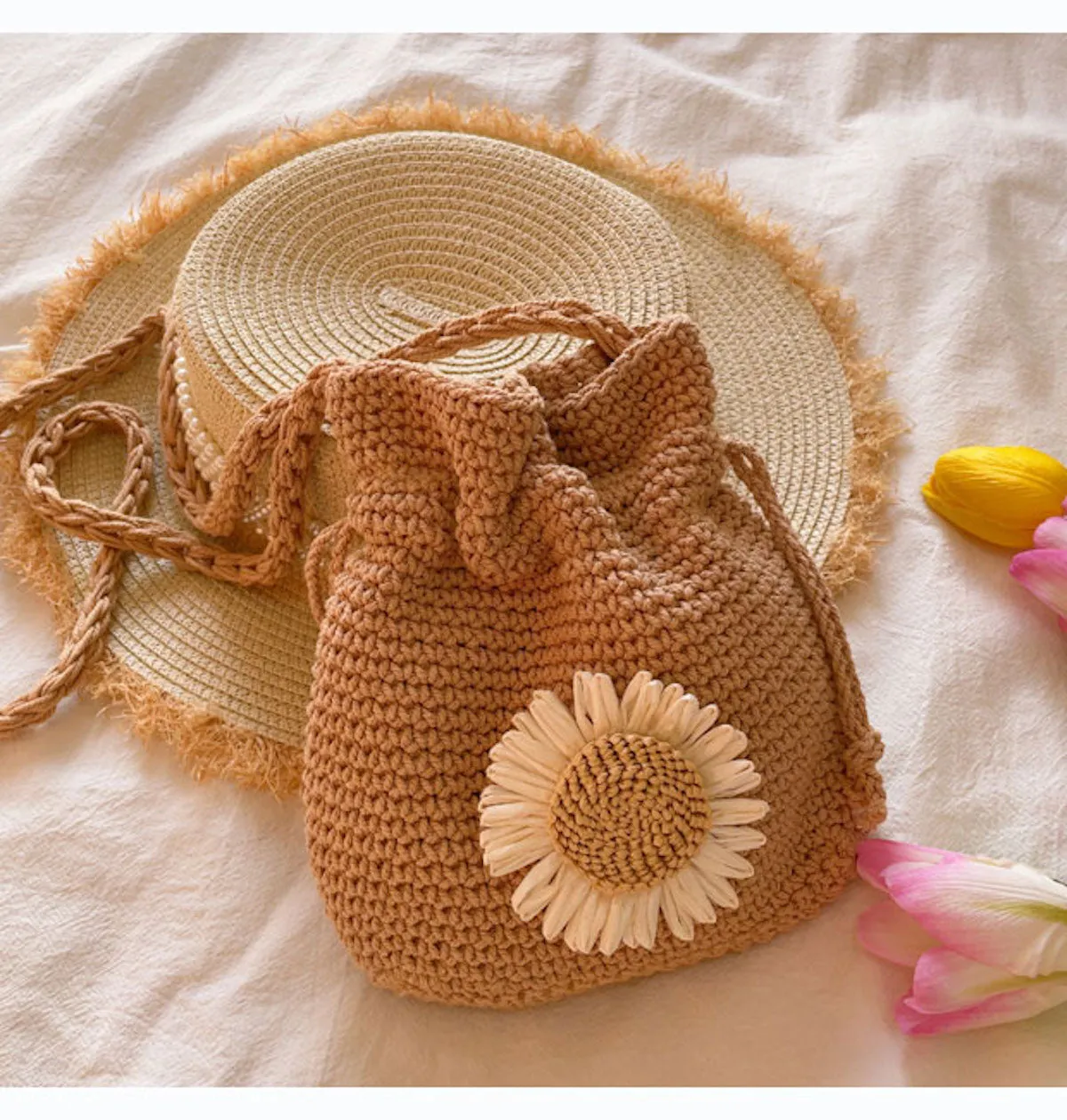 Elena Handbags Handmade Crochet Flower Purse