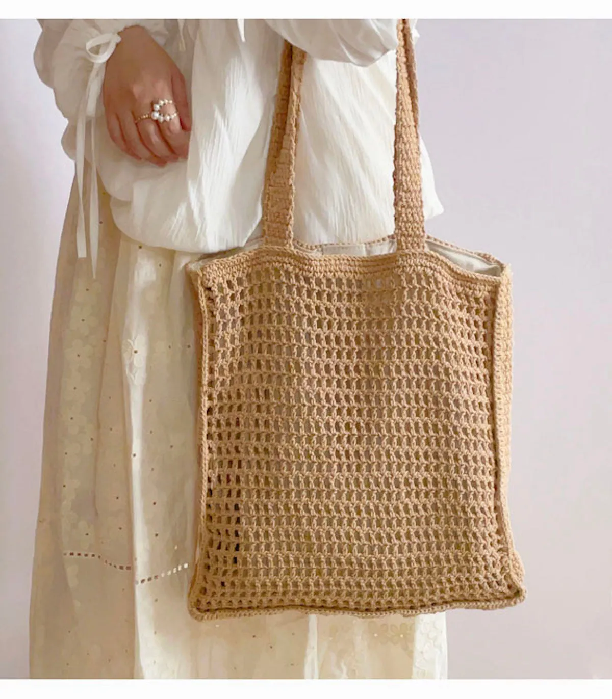 Elena Handbags Handmade Crochet Large Fishnet Tote