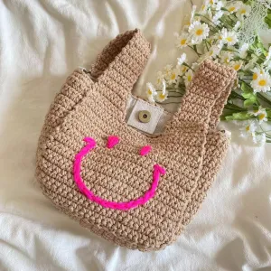 Elena Handbags Handmade Crochet Smiley Bag