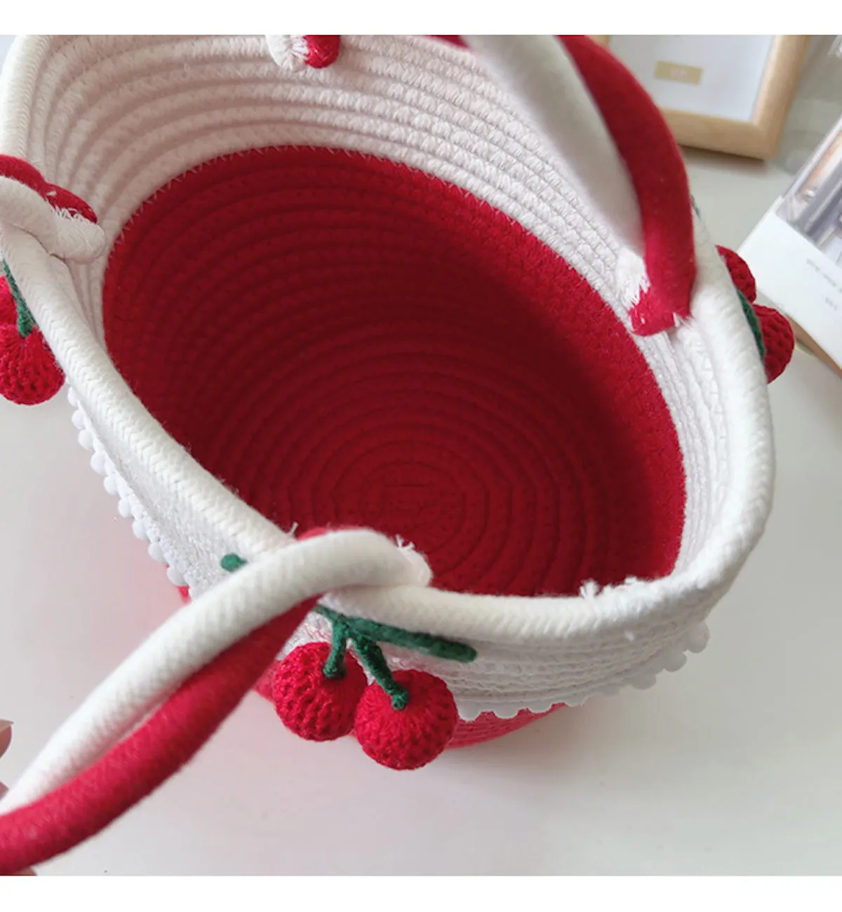 Elena Handbags Knit Cherry Basket Bag